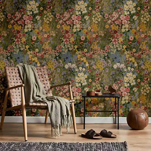 Miniatura 8 de Papel tapiz floral para despegar y pegar, papel de pared bohemio, extraíble, impermeable, patrón de pétalos verdes, papel de contacto