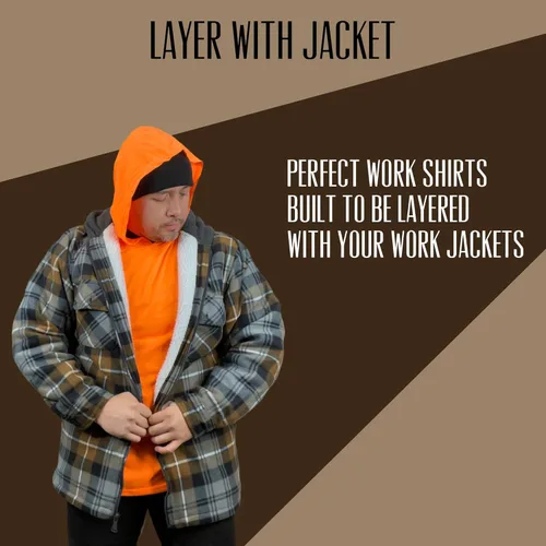 Miniatura 4 de Camisas de Alta Visibilidad de Seguridad para Hombre, Camisas de Construcción para Hombre, Camisas De Trabajo para Hombre Construcción