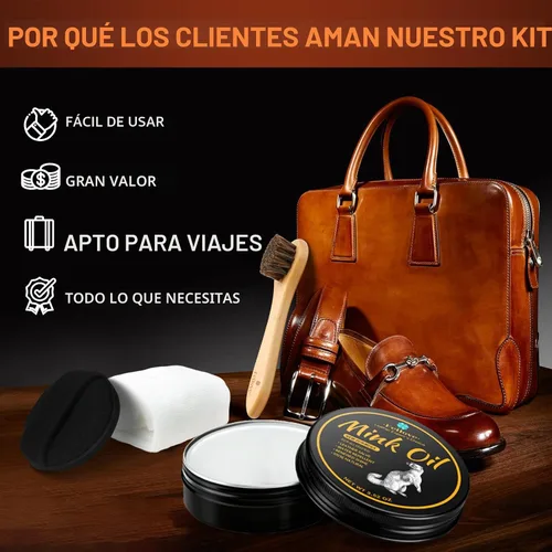 Miniatura 2 de Feilove Acondicionador y limpiador de cuero con aceite de visón 4 en 1, 3.52 onzas, fórmula impermeable prémium para botas y zapatos
