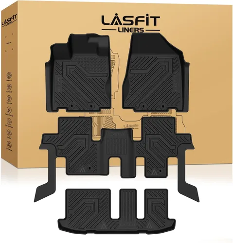 Miniatura 26 de LASFIT Tapete de carga y respaldo para Nissan Armada/Infiniti QX80 2019-2024, TPE para todo tipo de clima, ajuste personalizado, fácil de limpiar