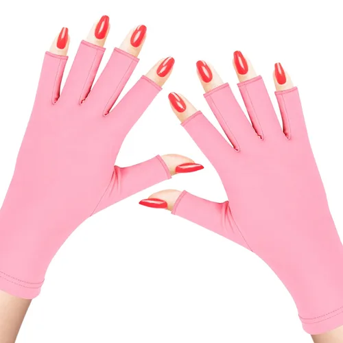 SUBAY Guantes UV para uñas de gel, guantes sin dedos con protección UPF 50+ para manicuras, arte de uñas, guante protector profesional que protege