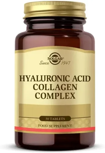 Solgar Complejo de Colágeno y Ácido Hialurónico, 30 Tabletas - Colágeno Hidrolizado Tipo 2 - Ayuda con las líneas finas y arrugas - Aumenta el