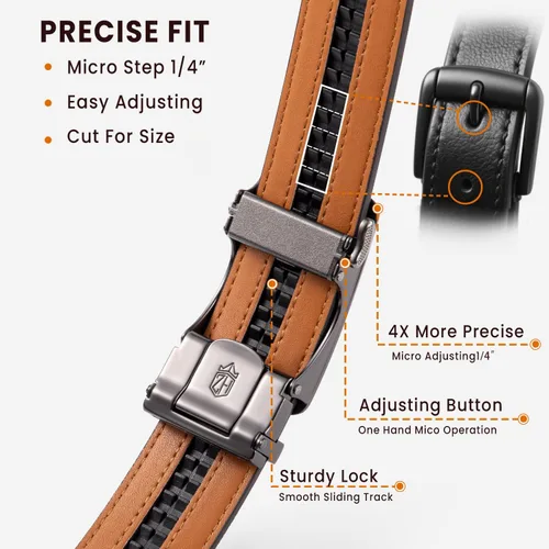 Miniatura 5 de Zitahli Cinturón para hombre, paquete de 2 unidades, diseño de cinturón de cuero para trabajo, negocios y pantalones de golf casuales, accesorios