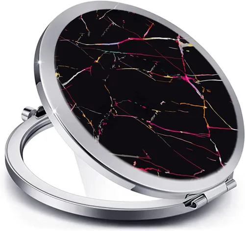 Miniatura 22 de Espejo compacto para mujeres, mini espejo redondo de maquillaje de viaje de bolsillo, bonito espejo de bolsillo plegable portátil pequeño para Flor