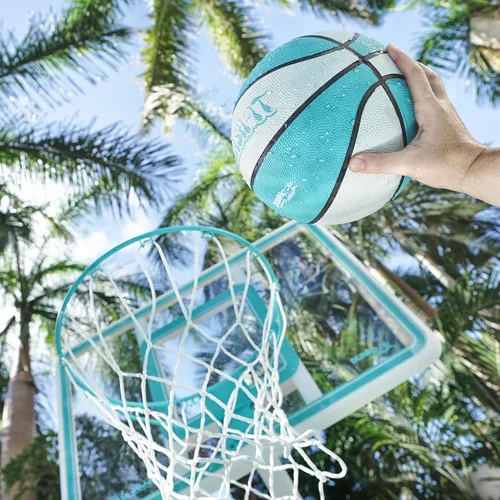 Miniatura 9 de Dunn-Rite Splash & Shoot, aro de baloncesto ajustable para piscina al aire libre con altura variable, pelota, base y borde de acero inoxidable de 18