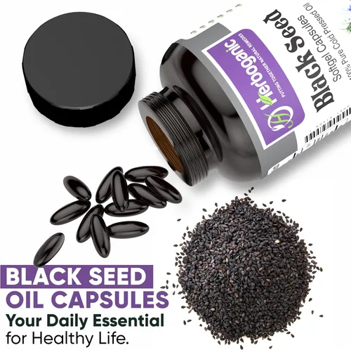 Miniatura 5 de HERBOGANIC Cápsulas blandas de aceite negro prensado en frío, 90 unidades, mezcladas con otros productos herbarios, apoya la salud general
