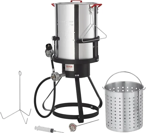 Miniatura 12 de VEVOR Freidora de Pescado y Alitas de 10 Qt, Kit de Freidora de Pescado de Propano de Aluminio, Freidora Profunda para Exteriores Olla para Mariscos