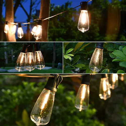 Miniatura 6 de ST38 - Tira de luces para exteriores, 50 pies, resistente para patio, con 26 bombillas LED regulables de plástico inastillables, ST38 de 0.6 W