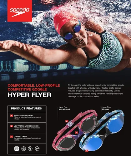 Miniatura 9 de Speedo Gafas de natación para niños Junior Hyper Flyer de 6 a 14 años Plateado (Silver Mirrored)