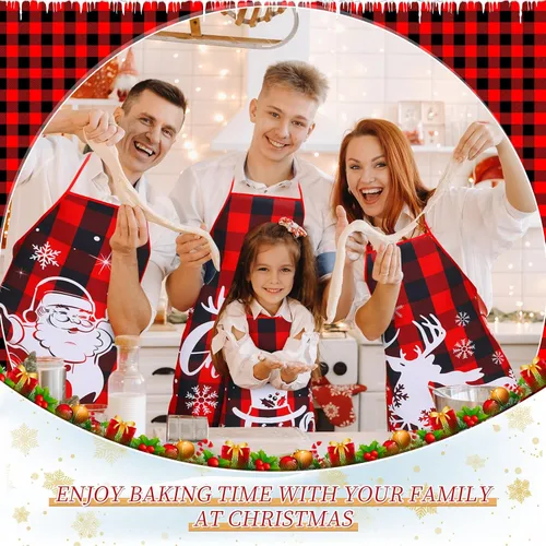Miniatura 3 de 8 delantales de cocina de Navidad, delantales de cocina navideños, Papá Noel, alce, elfo, muñeco de nieve, para mujeres y adultos, decoración