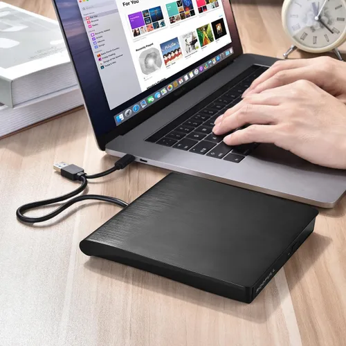 Miniatura 5 de ROOFULL Unidad externa de CD DVD USB 3.0 y USB-C con estuche de transporte, portátil USB ROM +/-RW unidad de disco óptico reproductor quemador