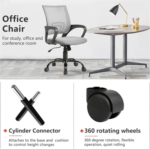 Miniatura 7 de PayLessHere Silla de oficina para computadora ergonómica, silla de escritorio económica ajustable y cómoda, con respaldo medio, giratoria, con Gris