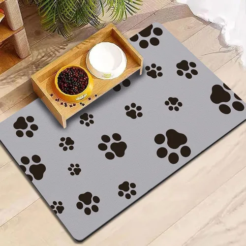 Miniatura 16 de Tapete de 12"×20" para comida de perro - Tapete absorbente para comida y agua, sin manchas, secado rápido, tapete para cuenco de gato, tapete