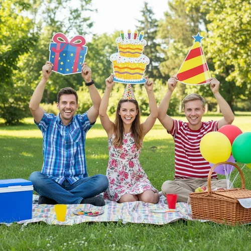Miniatura 6 de Yulejo Letreros de feliz cumpleaños de 17 piezas, letras de 16 pulgadas, letreros de césped con estacas, impermeables, multicolor
