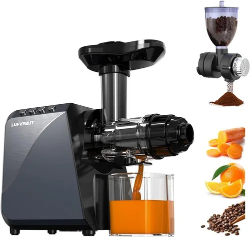 Miniatura 12 de Exprimidor de prensa en frío para naranja de apio, zanahoria, frutas y verduras, 250 W, máquina exprimidora lenta sin BPA, función inversa, fácil