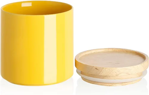 Miniatura 53 de Sweejar Kitchen Canisters - Tarro de cerámica para almacenamiento de alimentos, recipientes apilables con sello hermético y tapa de madera
