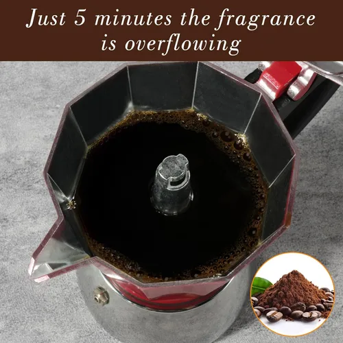 Miniatura 7 de LAOION Cafetera de espresso para estufa, olla moka de 3 tazas, máquina de espresso compatible con encimeras de inducción, 150ml, cafetera cubana