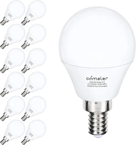 Miniatura 14 de comzler - Bombillas LED para ventilador de techo, bombillas de candelabro - Equivalente a 60 W, 4000 K, luz blanca fría, base E12 de candelabro