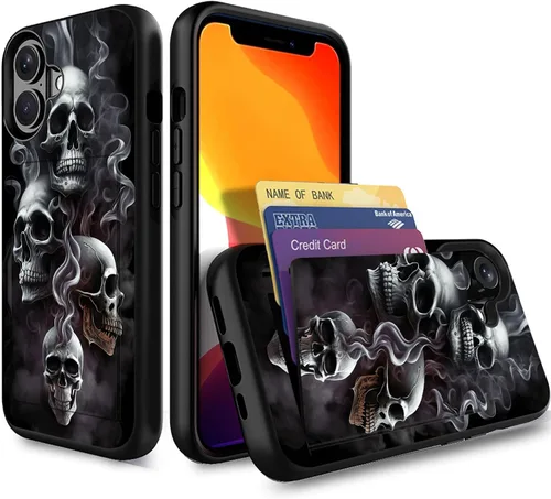 Miniatura 104 de Funda para iPhone Air, funda tipo cartera con ranura para tarjeta oculta, a prueba de golpes, TPU y PC, funda protectora de doble capa para iPhone