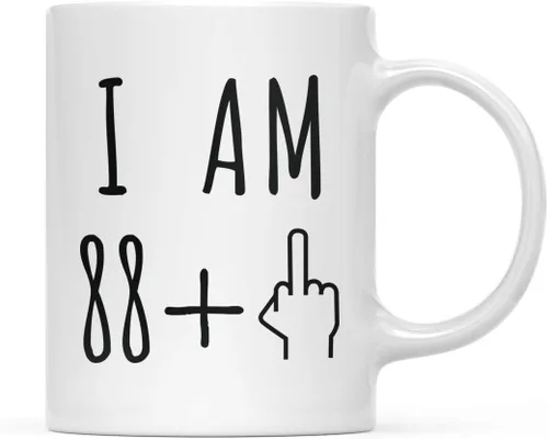 Miniatura 9 de Andaz Press Divertida taza de café de 11 onzas, regalo de broma de cumpleaños, I Am 49 + 1 dedo medio, 1 paquete, ideas de regalo de cumpleaños 50