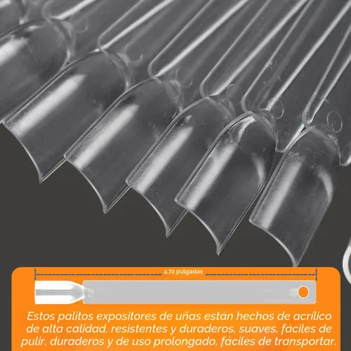 Miniatura 5 de 50 barras de muestra de uñas con anillo y puntas numeradas, pantalla transparente en forma de abanico para práctica de esmalte de uñas