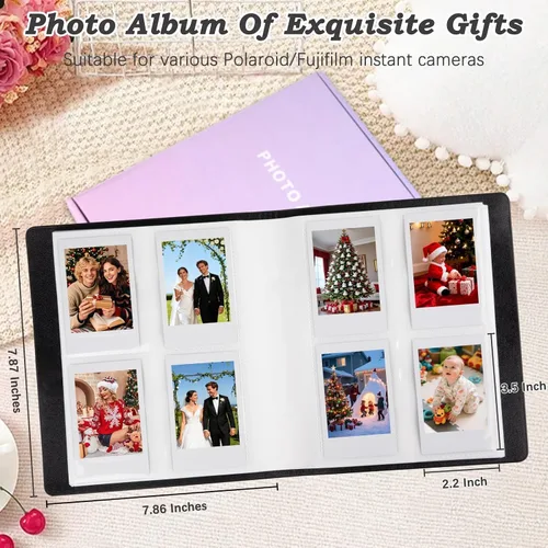 Miniatura 6 de Álbum de fotos de piel sintética de 320 bolsillos para Fujifilm Instax Mini, fotos Polariod de 2 x 3 pulgadas, libro de fotos con caja de regalo