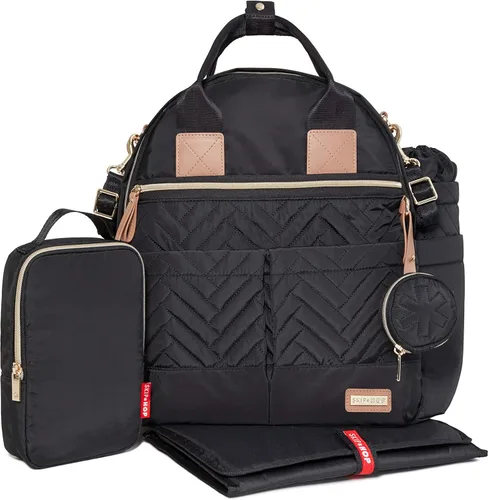 Miniatura 2 de Skip Hop Mochila para pañales: Suite Juego de mochila para pañales 6 en 1, bolsa de viaje multifunción para bebé con cambiador, correas para Negro