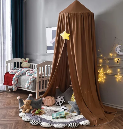 Miniatura 6 de Mengersi Tienda de campaña para niños, cúpula redonda para niños, mosquitera para interiores y exteriores, castillo colgante, decoración de casa