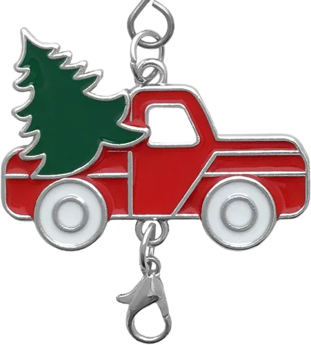 Miniatura 6 de Ganchos para colgar adornos de Navidad para camión, garras de langosta adjuntas, juego de 10 ganchos, camión rojo con árbol verde y ruedas blancas