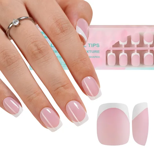 Miniatura 23 de Misssix Puntas de uñas de gel francesas negras, 240 piezas de puntas francesas de uñas postizas largas cuadradas, no es necesario limar, puntas 3