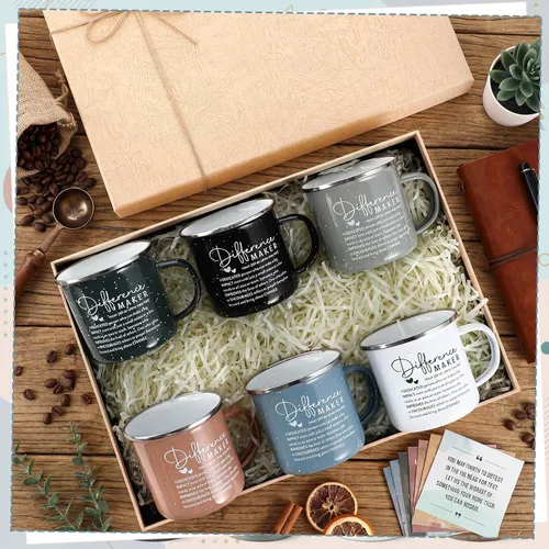 Miniatura 7 de Norme 10 tazas inspiradoras a granel para hacer diferencias, regalos de agradecimiento a los empleados, tazas de café esmaltadas de 12 onzas