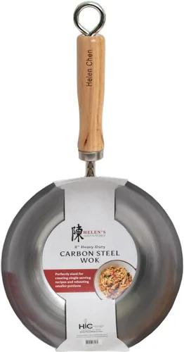 Miniatura 11 de Juego de Wok de Helen's Asian Kitchen - Sartén Wok con Tapa, Wok de Acero al Carbono de 13.5 Pulgadas - Wok Antiadherente de Fondo Plano