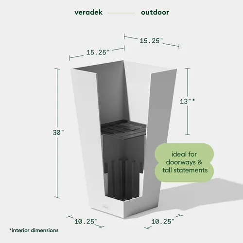 Miniatura 2 de Veradek V-Resin - Maceta cónica para interior/exterior (blanco, 30 pulgadas, 2 unidades con 2 bandejas para platillos)