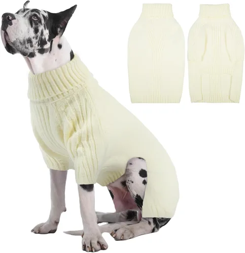 Miniatura 82 de IECOii Suéter extragrande para perro, suéteres térmicos cálidos para perros de raza gigante, ropa de punto, cuello alto de invierno, elástica