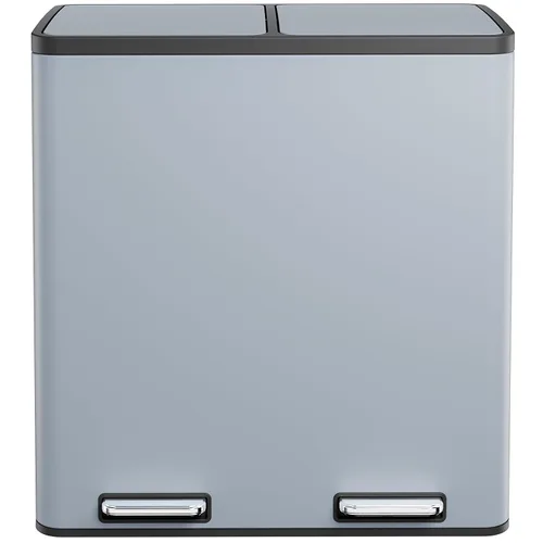 Miniatura 13 de Cubo de basura doble de 60 L (16 galones), cubo de basura de cocina de acero inoxidable, cubo de basura clasificado de doble compartimento, cubo