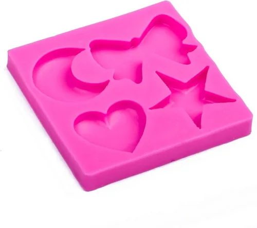 Miniatura 9 de Molde de silicona para chocolate, dulces y pasteles, forma de corazón, luna, estrella, lazo, grado alimenticio, reutilizable, resistente a altas
