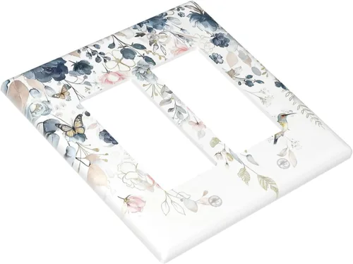 Miniatura 92 de Decorative Outlet Covers Blue Background White Cat Daisy Floral 2-Gang 1-Gang Wall Plate Single Toggle/Rocker Farmhouse Style Light Switch Covers