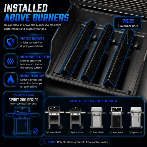 Miniatura 3 de Barras aromatizantes para Weber Spirit E-210, Spirit 200, Spirit II E210, GS4 Spirit II E-210 Series parrillas de gas con control montado