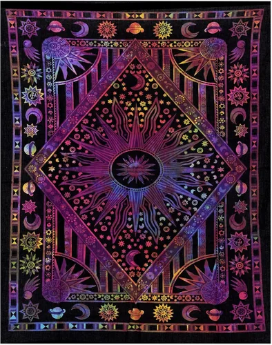Miniatura 19 de THE ART BOX Tapiz celestial de sol y luna, mandala estético para colgar en la pared para dormitorio y sala de estar, decoración independiente