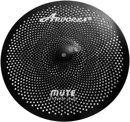 Miniatura 2 de Arborea Paquete de Platillos de Bajo Volumen 8 piezas Negros para Práctica Silenciosa para Set de Tambores 10"/12" Splash/14" HiHats/16" Crash/18