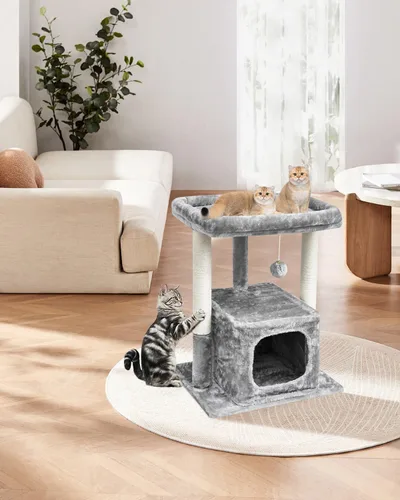 Miniatura 7 de SYANDLVY Árbol para Gatos de Interior para Gatos Adultos Grandes, Torre de Actividad Moderna con Postes Rascadores, Condominio con Percha de Felpa