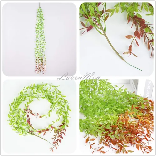 Miniatura 2 de Paquete de 10 enredaderas artificiales colgantes, hiedra falsa, sauce llorón, hojas verdes, plantas de plástico, guirnalda sintética resistente a