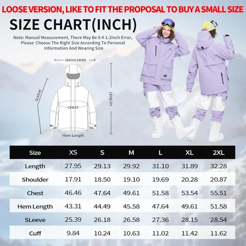 Miniatura 6 de HIGH EXPERIENCE Chaqueta de esquí para snowboard, nieve, invierno, impermeable, aislada, resistente al viento, chaqueta cálida con capucha