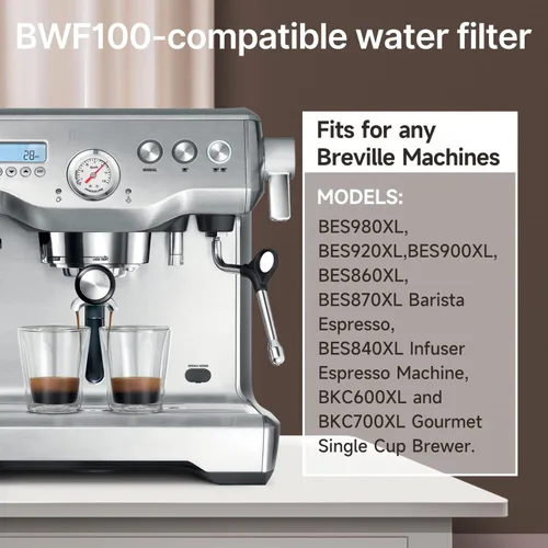 Miniatura 2 de ICEPURE Filtro de agua de repuesto para máquina de café Breville BWF100, BES980XL, BES920XL, BES870XL, máquinas de café expreso barista, resina