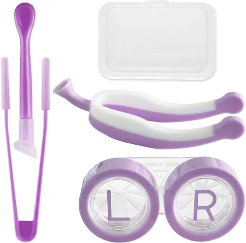 Miniatura 8 de Herramienta de inserción y extracción de lentes de contacto suave, pinzas con punta suave, juego de estuche portátil para lentes de contacto