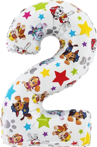 Miniatura 2 de Toyland® Globo de papel de aluminio con el número de la Patrulla Canina de 26 pulgadas, globos de fiesta para niños, número 1-6 disponible (número 1)
