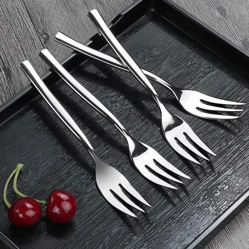 Miniatura 5 de Idomy Tenedores de degustación de 3 dientes de acero inoxidable para aperitivos, 12 piezas