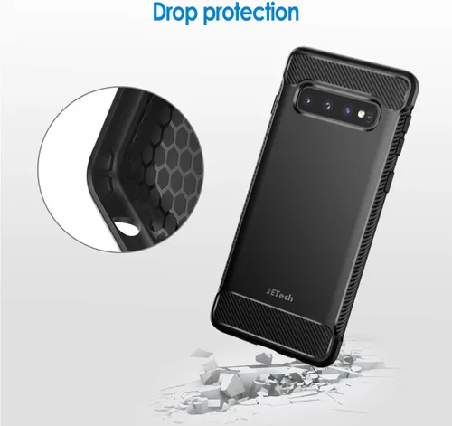 Miniatura 5 de JETech Funda delgada para Samsung Galaxy S10, funda delgada con absorción de golpes y diseño de fibra de carbono (negro)