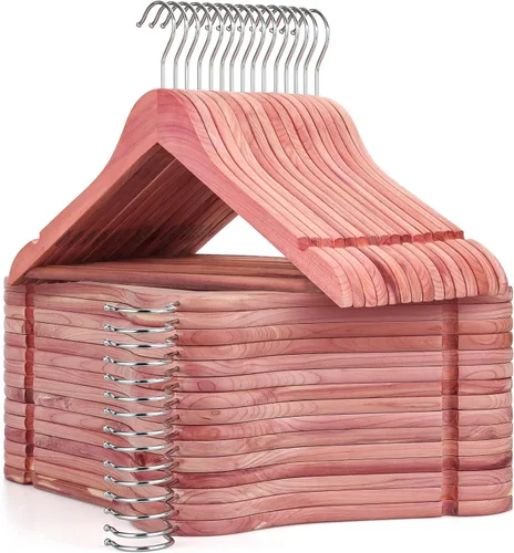 TOPIA HANGER Perchas de madera de cedro rojo americano, paquete de 30 perchas para armario, perchas de madera para trajes con muescas de corte