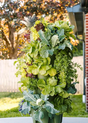 Miniatura 4 de Greenstalk Maceta de jardín vertical grande patentada de 5 niveles con sistema de riego interno patentado, ideal para cultivar una variedad